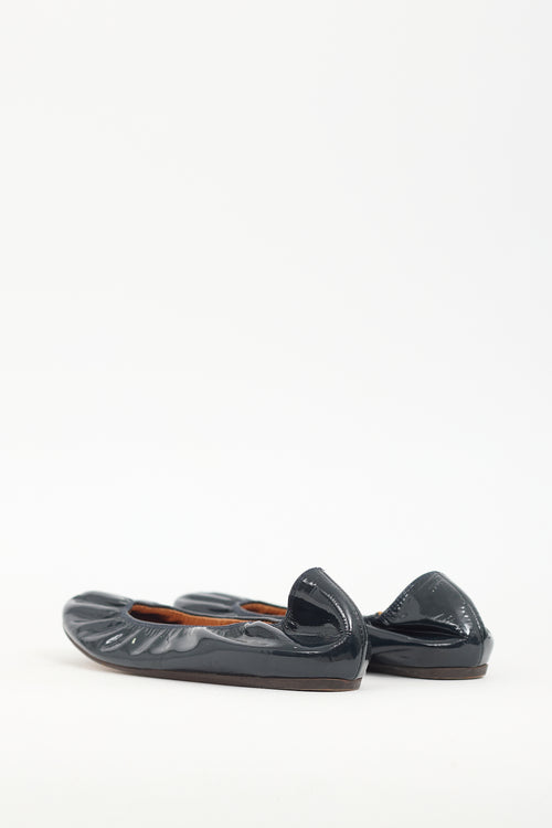 Lanvin Navy Patent Leather Flat