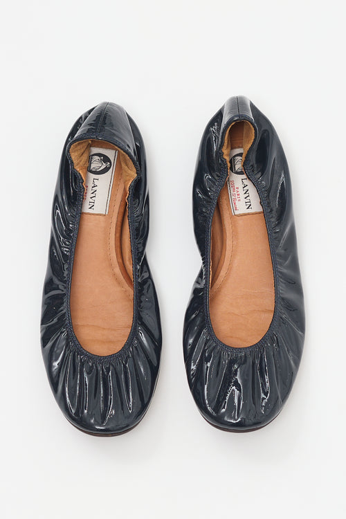 Lanvin Navy Patent Leather Flat