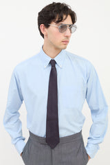 Lanvin Navy & Red Silk Diagonal Striped Tie