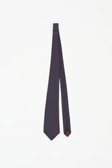 Lanvin Navy & Red Silk Diagonal Striped Tie