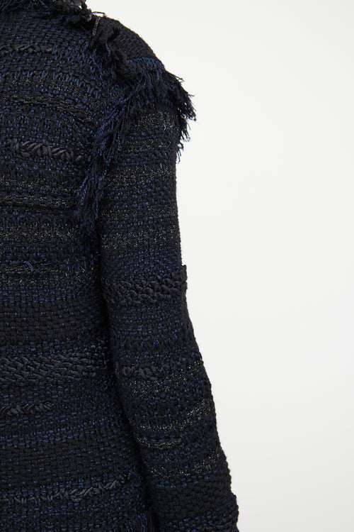 Lanvin Navy & Black Wool Fringe Jacket