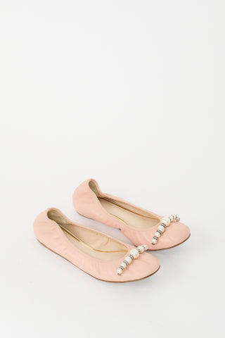 Lanvin Pink Leather & Pearl Flat