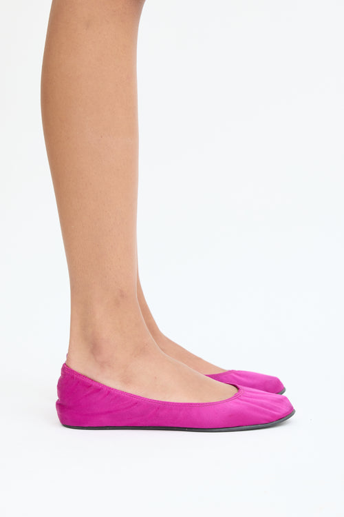 Lanvin Purple Satin Ballet Flat