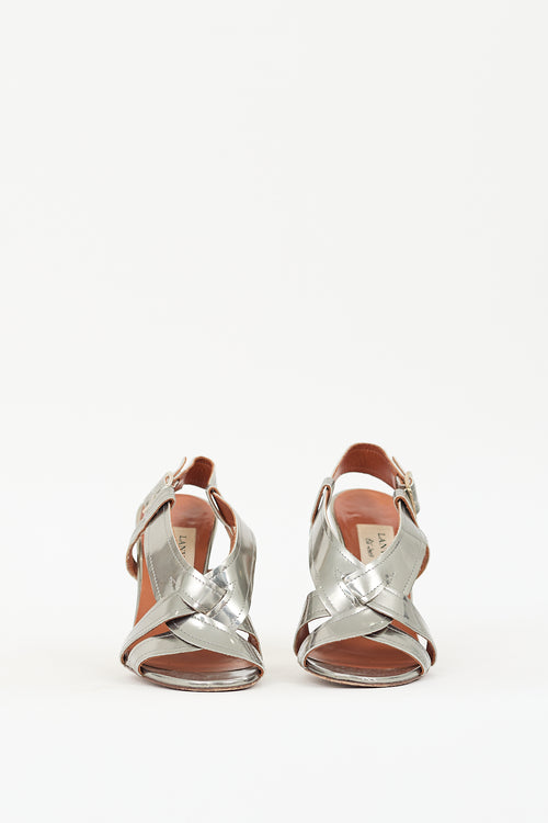 Lanvin Silver & Gold Metallic Leather Heel