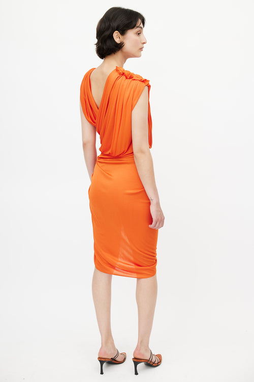 Lanvin Spring 2012 Orange Draped Gathered Dress