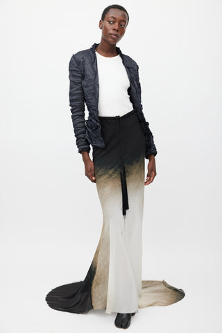 Ann Demeulemeester Spring 2012 Black & White Silk Ombre Maxi Skirt