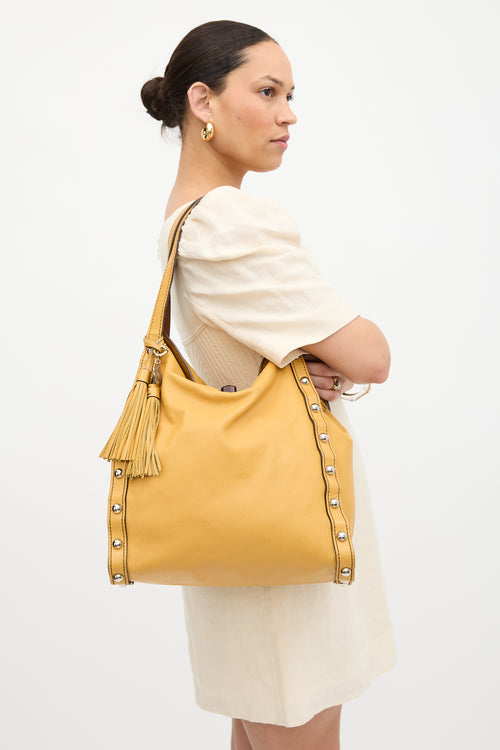 Lanvin Vintage Leather Studded Tote Bag