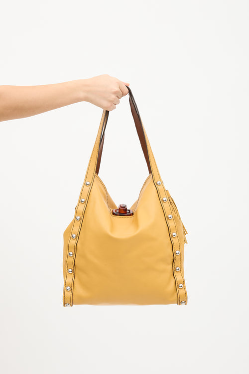 Lanvin Vintage Leather Studded Tote Bag