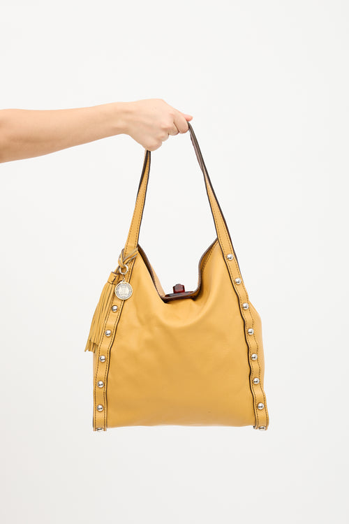 Lanvin Vintage Leather Studded Tote Bag