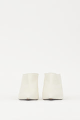 Lanvin White & Gold Leather Pointed Toe Mule