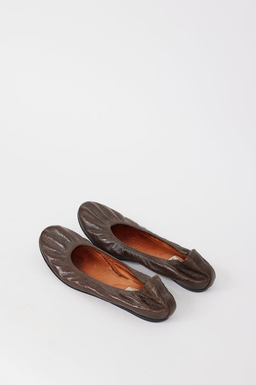 Lanvin Brown Patent Leather Ballet Flat