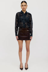 LaQuan Smith Latex Mini Skirt