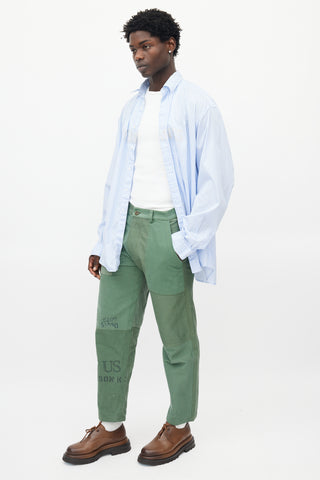 Latre Green Patchwork Drawing Trouser