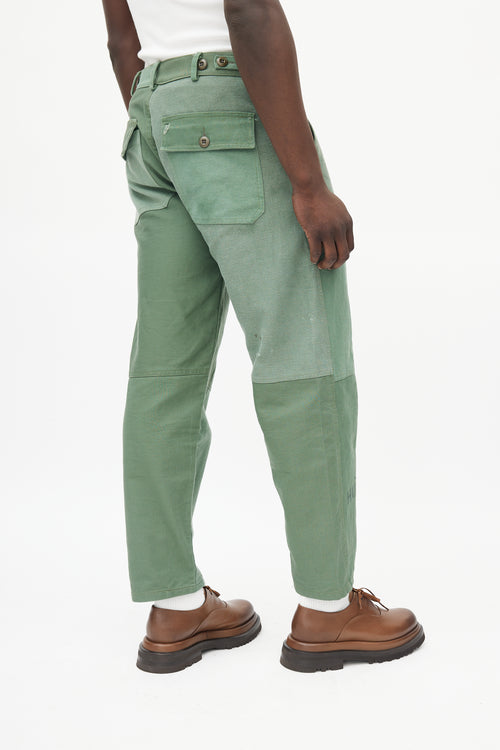 Latre Green Patchwork Drawing Trouser