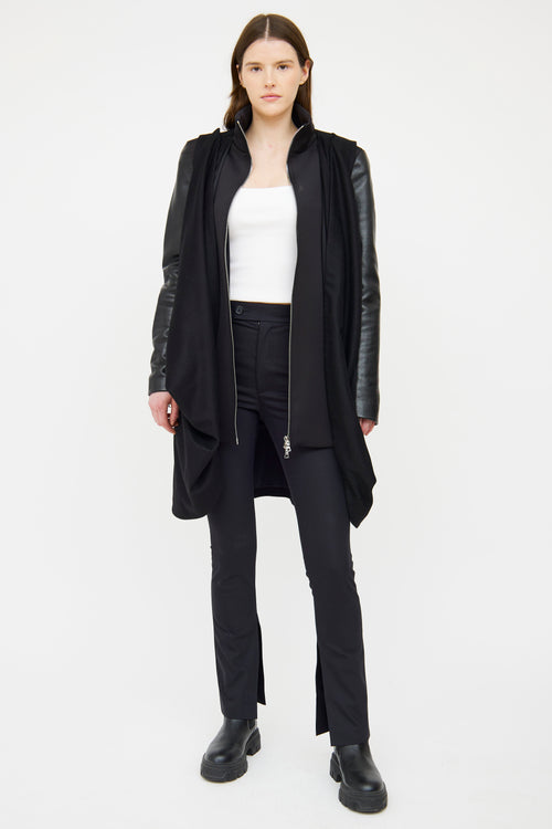 Lauren Bagliore Black Leather Sleeve Coat