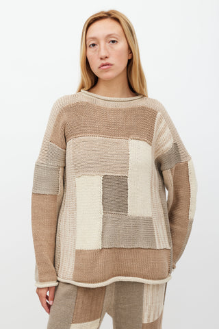 Lauren Manoogian Brown & Cream Patchwork Knit Set