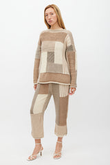 Lauren Manoogian Brown & Cream Patchwork Knit Set