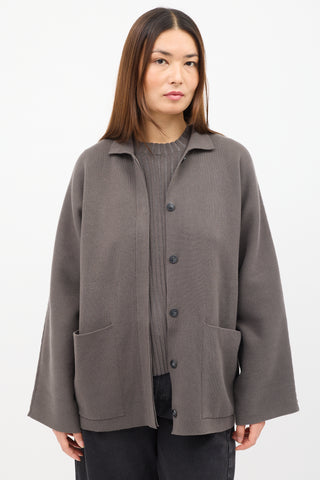 Lauren Manoogian Brown Buttoned & Pocket Cardigan