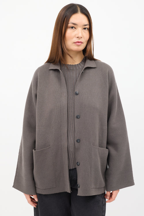 Lauren Manoogian Brown Buttoned & Pocket Cardigan