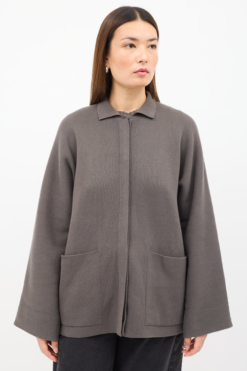 Lauren Manoogian Brown Buttoned & Pocket Cardigan