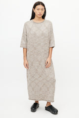 Lauren Manoogian Brown & White Short Sleeve Sweater Dress