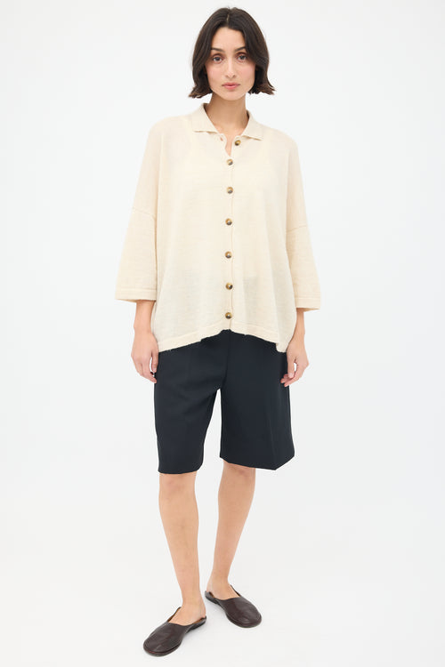 Lauren Manoogian Cream Wool & Linen Big Shirt