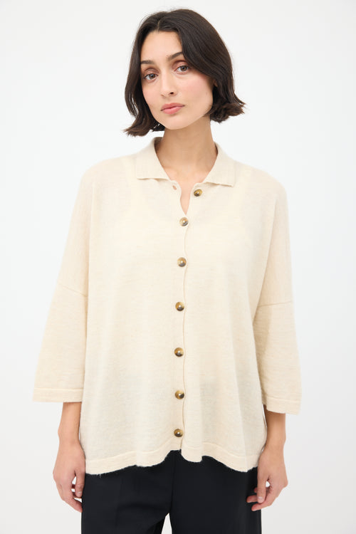 Lauren Manoogian Cream Wool & Linen Big Shirt