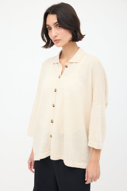 Lauren Manoogian Cream Wool & Linen Big Shirt