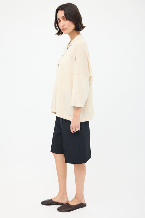 Lauren Manoogian Cream Wool & Linen Big Shirt