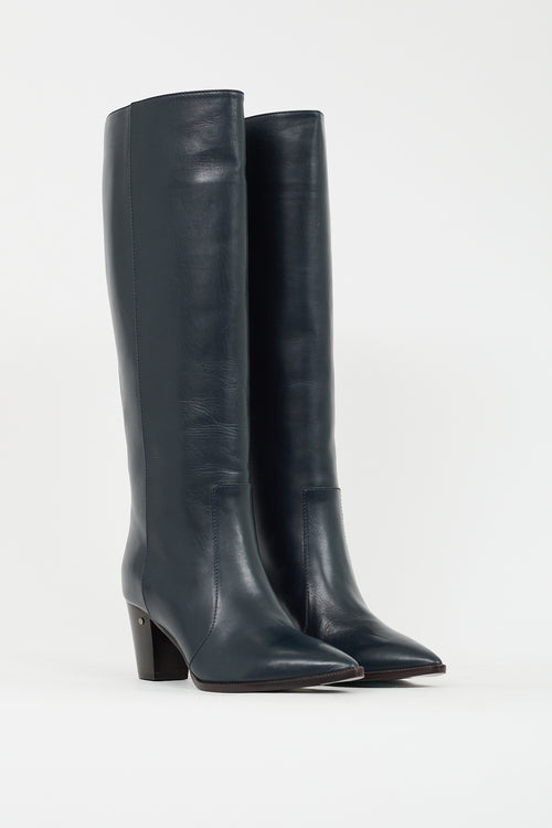 Laurence Dacade Navy Leather Knee High Boot