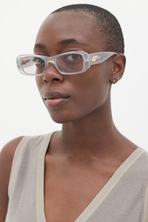 Le Specs Light Grey Numero Cuatro Rectangle Sunglasses