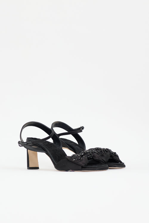 Le Seul Satin & Suede Daffodil Bow Sandal