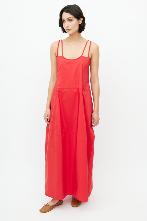 Lee Mathews Red Peony Rope Strappy Dress