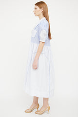 Lee Mathews Blue Pinstripe Maxi Dress