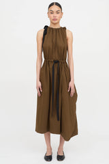 Lee Mathews Alma Gathered Sleeveless Dress