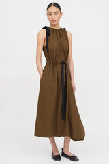 Lee Mathews Alma Gathered Sleeveless Dress