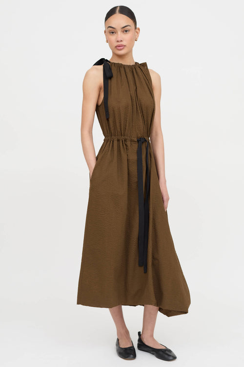 Lee Mathews Alma Gathered Sleeveless Dress
