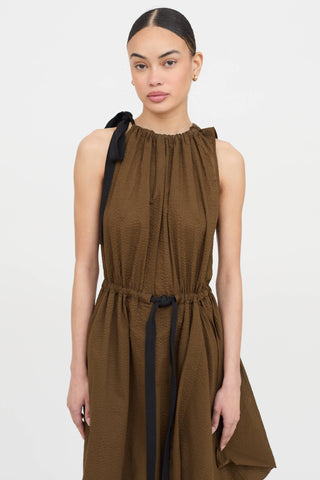 Lee Matthews Alma Gathered Sleeveless Dress