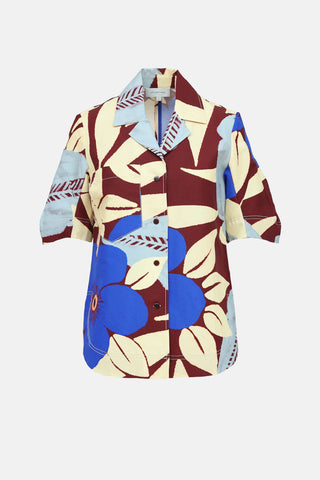 Lee Mathews Printed Button Up Top