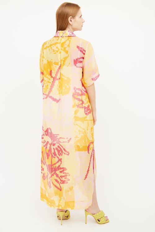 Lee Mathews Yellow & Orange Print Maxi Dress