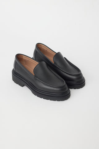 Legers Black Leather Platform Loafer