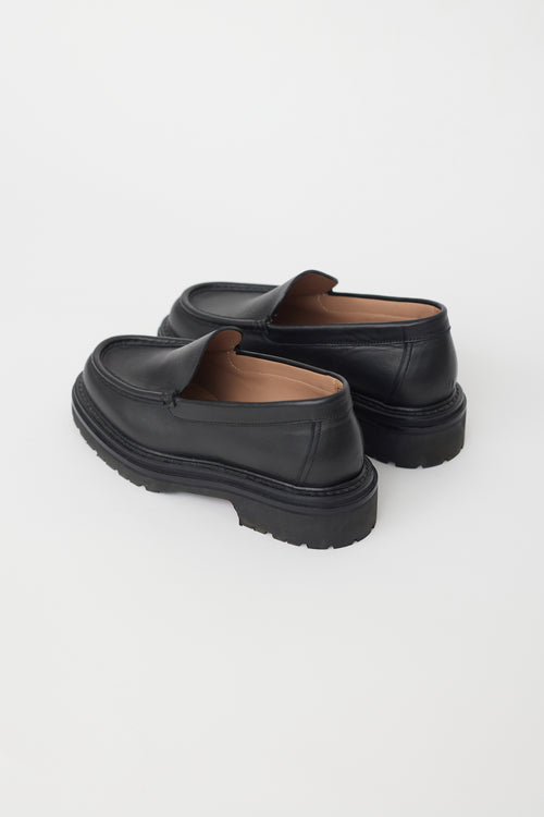 Legers Black Leather Platform Loafer