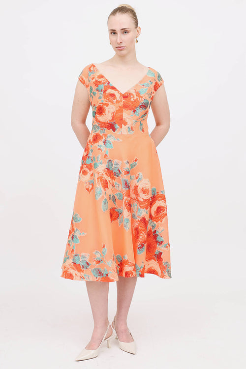 Lela Rose Floral Brocade Dress