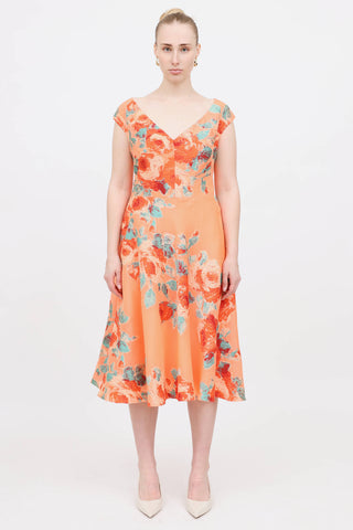 Lela Rose Floral Brocade Dress