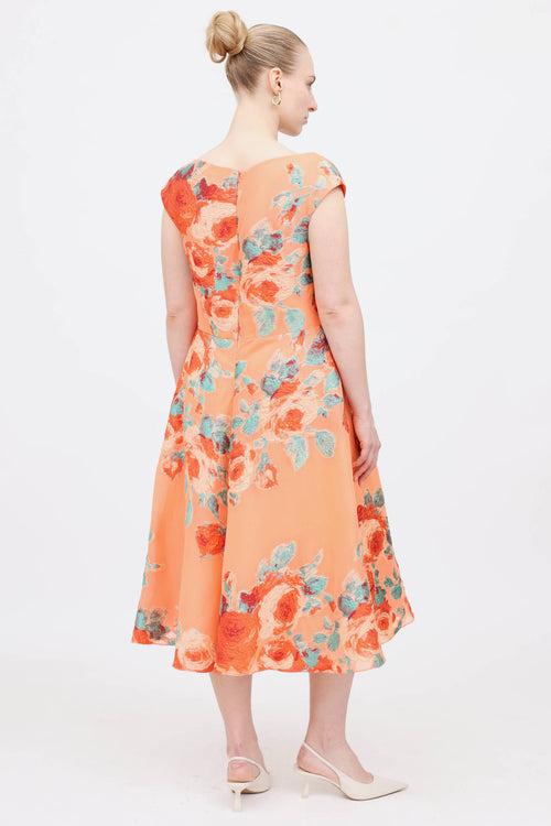 Lela Rose Floral Brocade Dress