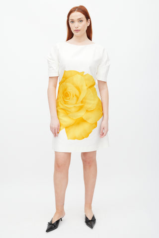 Lela Rose White & Yellow Floral Dress
