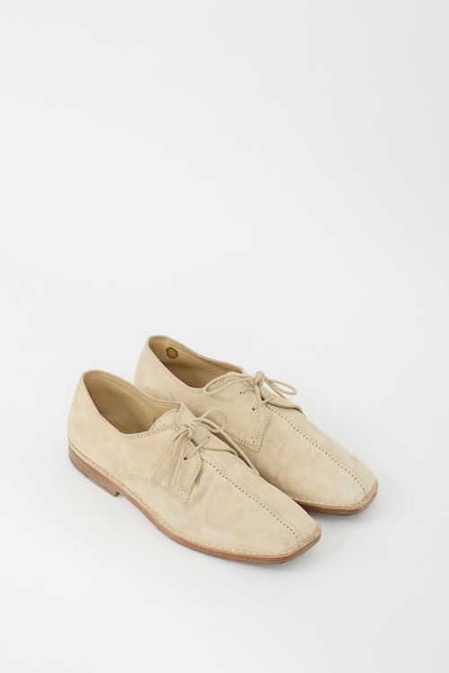 Lemaire Beige Suede Flat Laced Derby
