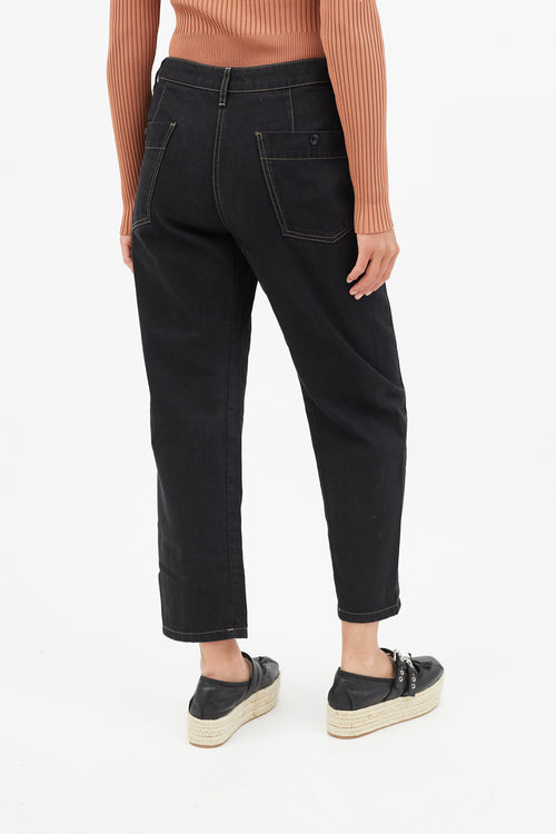 Lemaire Black Contrast Stitch Denim Jeans
