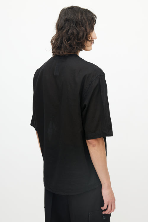 Lemaire Black Single Pocket Cotton Henley Shirt
