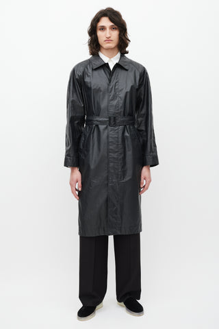 Lemaire Black Waxed Cotton Trench Coat